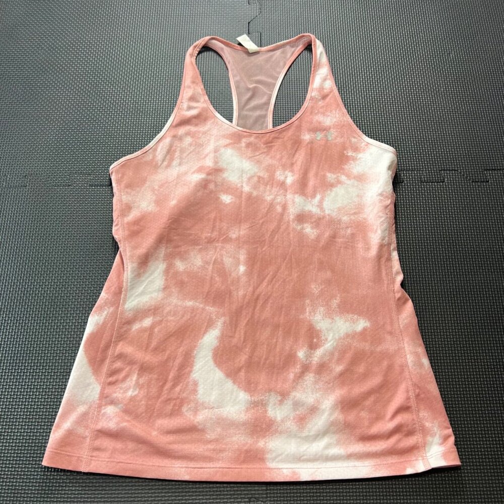 Under Armour Womens Pink Tie-Dye Racerback Tank Top Medium Fitted Activewear